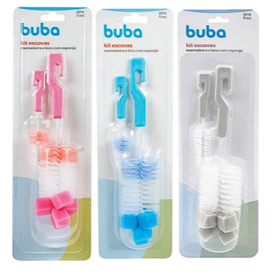 Escova para Mamadeira com Escova BUBA 3 Cores Lava