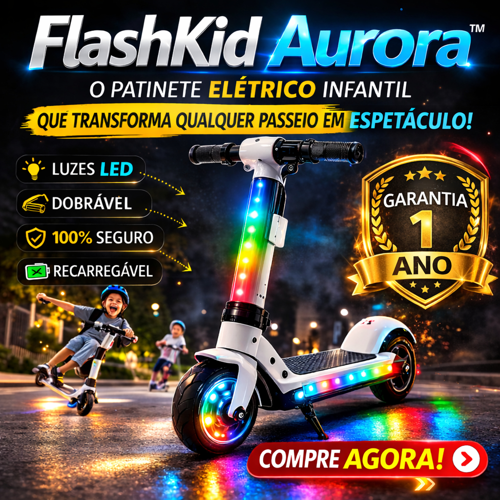 Patinete Infantil Branco com Luzes LED Elétrico D