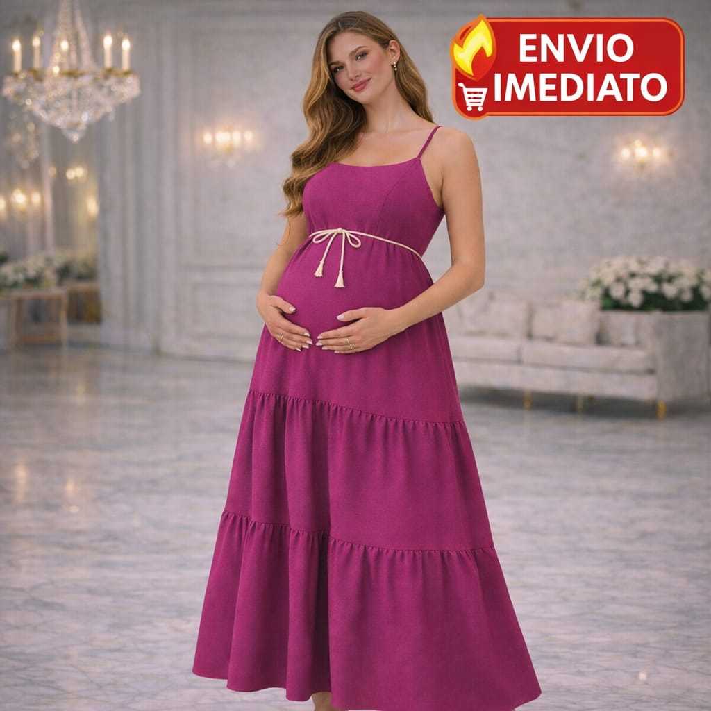 Vestido Longo Gestante 3 Marias Moda Evangélica E