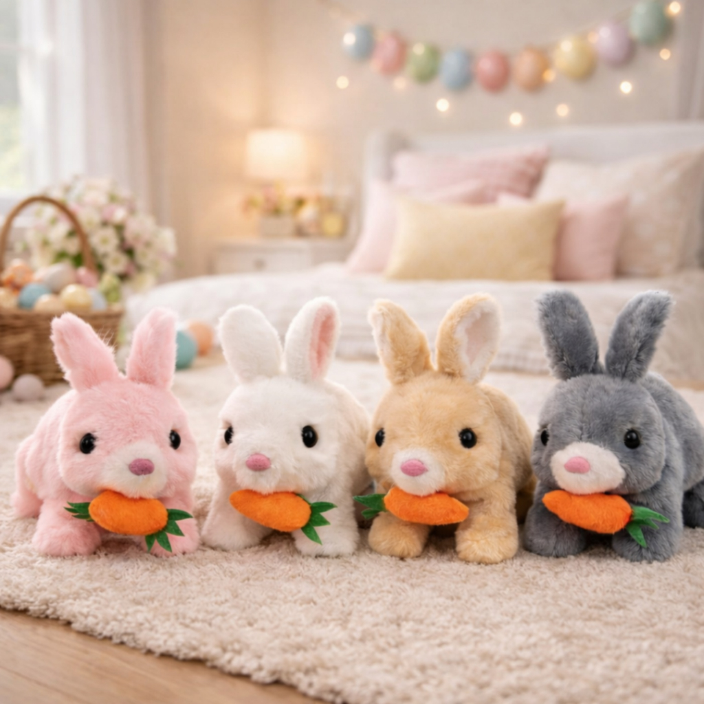 Brinquedo de Pelúcia Coelhinho Elétrico  Projeta