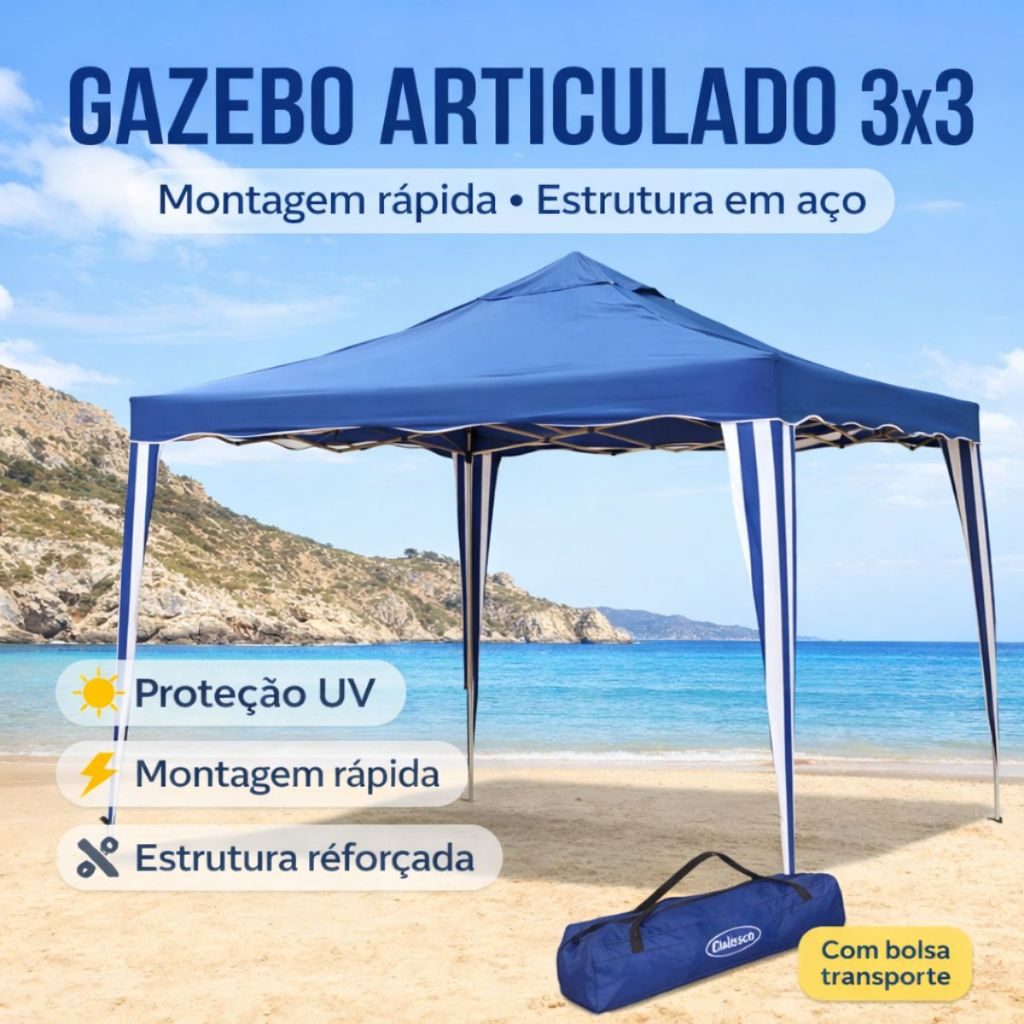 Gazebo Articulado 3×3 Tenda Para Praia Campin