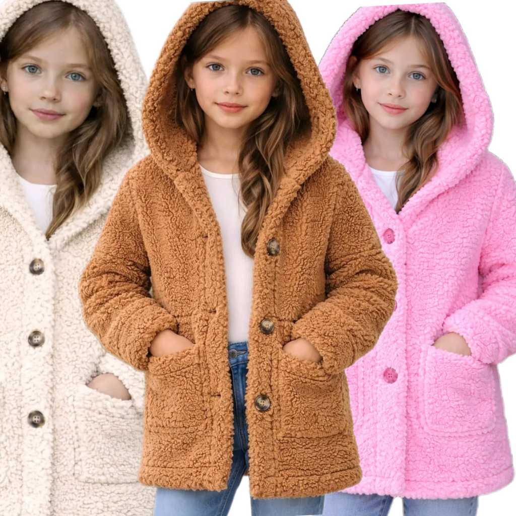 Casaco Infantil Teddy Com Capuz Inverno 2026 | Blu