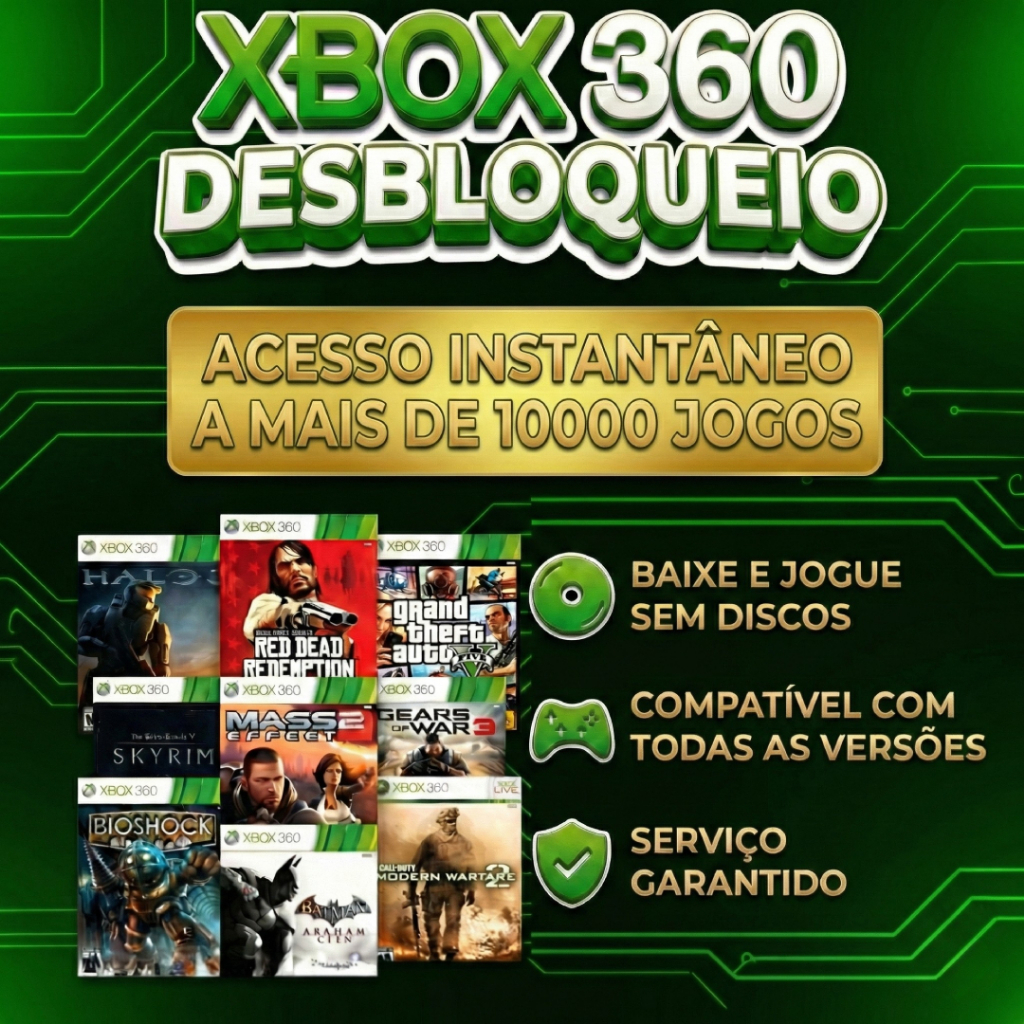 Desbloqueio Automático Xbox 360 | + 10000 Jogos e