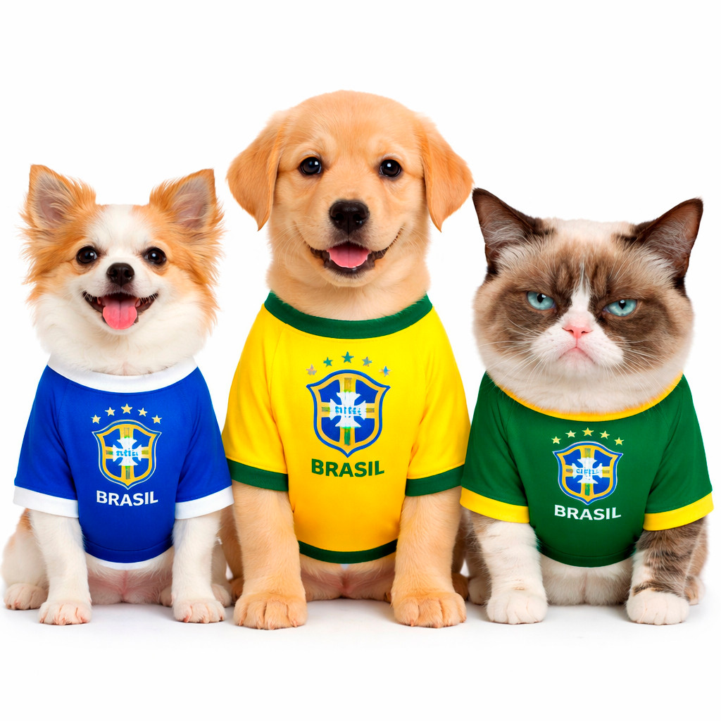 ROUPA PET Brasil COPA Roupinha Cachorro Gato Sele�