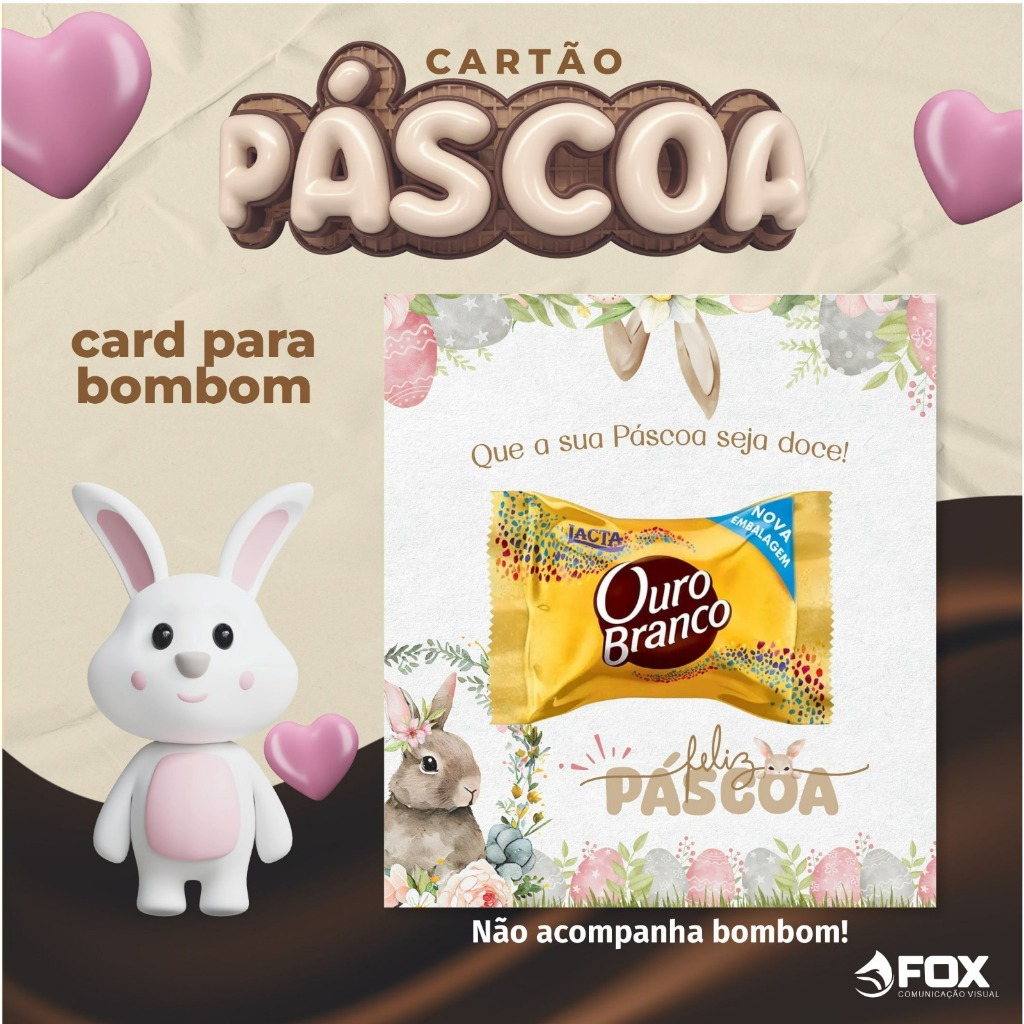 Cartão Porta Bombom Páscoa 9x10cm Papel C2S 300g