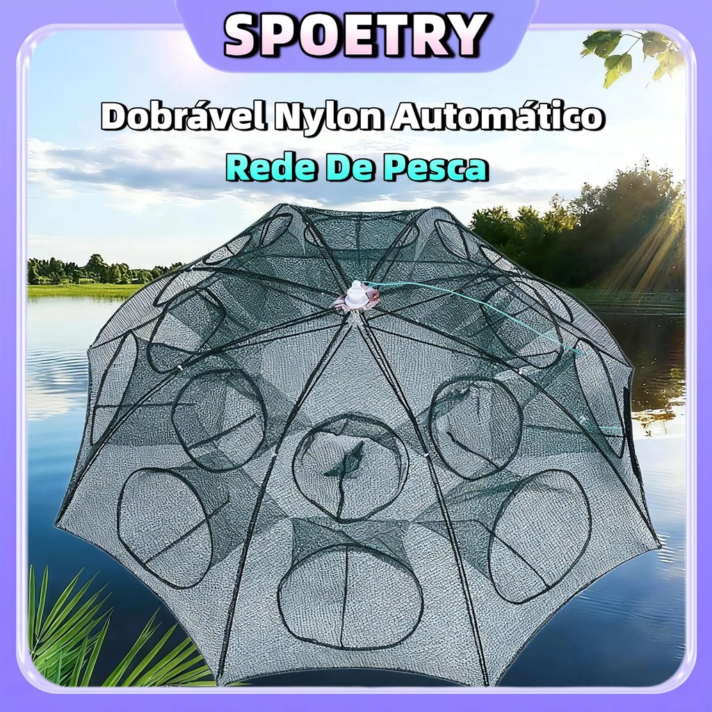 Rede De Pesca Gaiola De Camarão Dobrável Nylon A