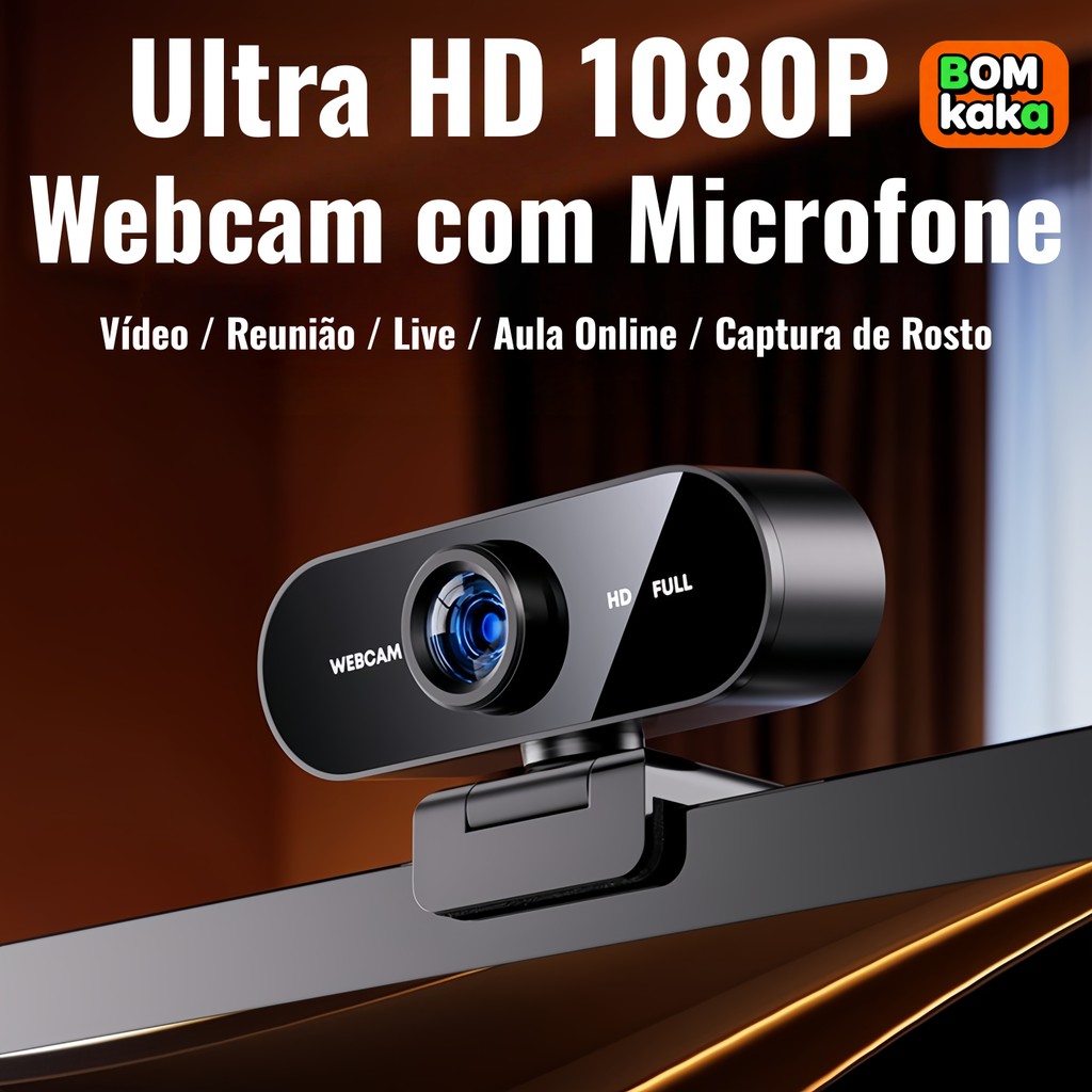 Webcam Full HD 1080p com Microfone para PC e Noteb