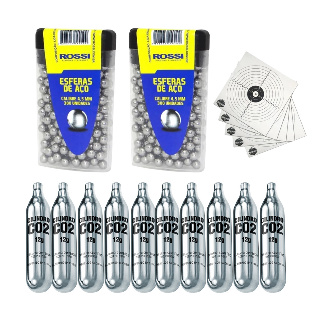 600 Esfera bbs de Aço Rossi 4,5mm + 10 Cilindros 