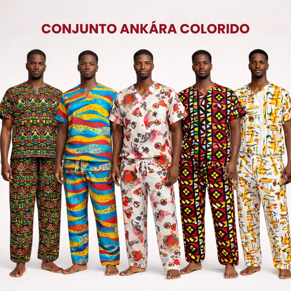 Conjunto Roupa Umbanda Candomblé Ankara Estampado