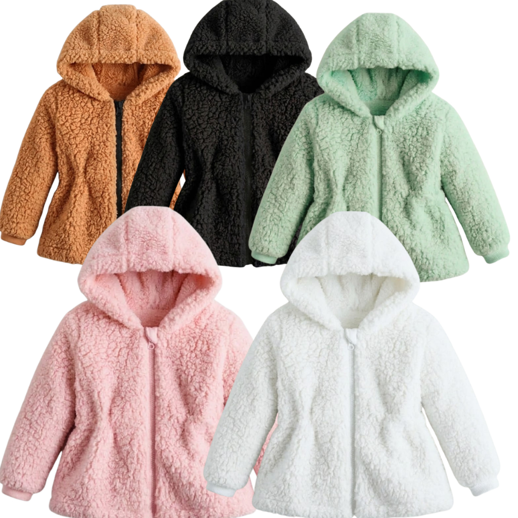 Casaco Teddy Infantil Menina Capuz Blusa Touca com