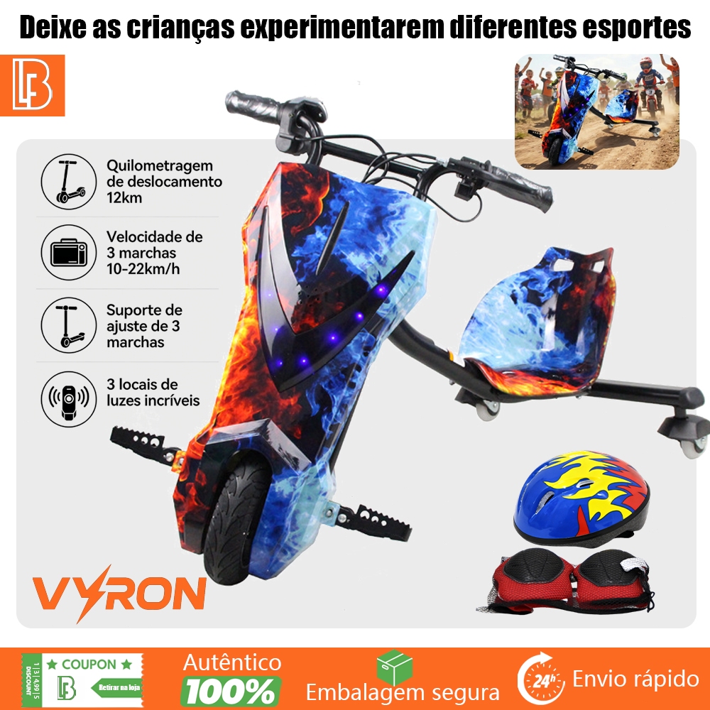 VYRON Triciclo Elétrico Drift Trike 250W Giro 360