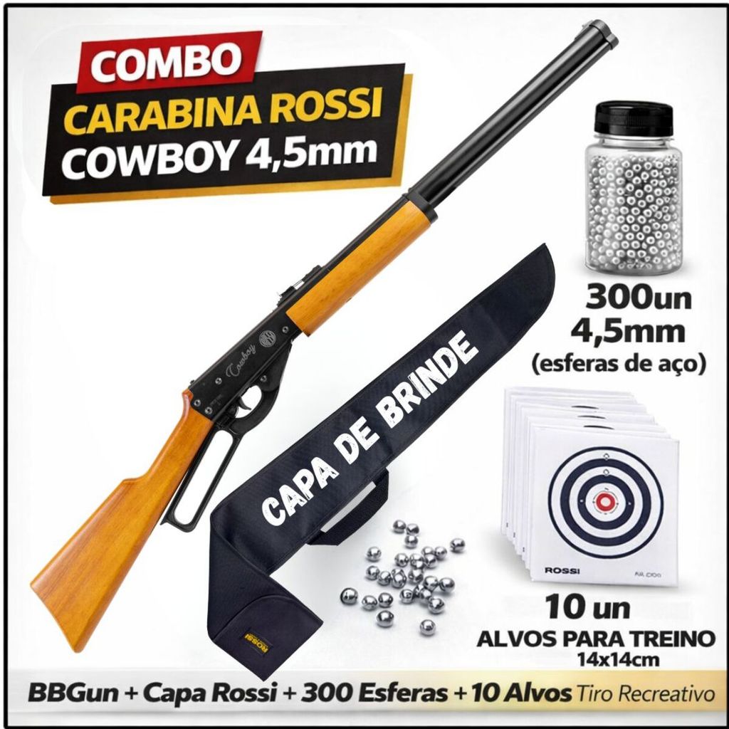 Carabina Rossi Cowboy 4.5mm BBGun + Capa Rossi + 3