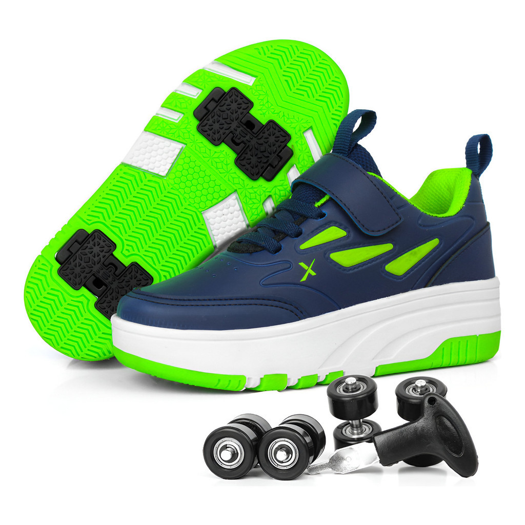 Tênis Infantil Skate Rodinha Removível Calce Fá