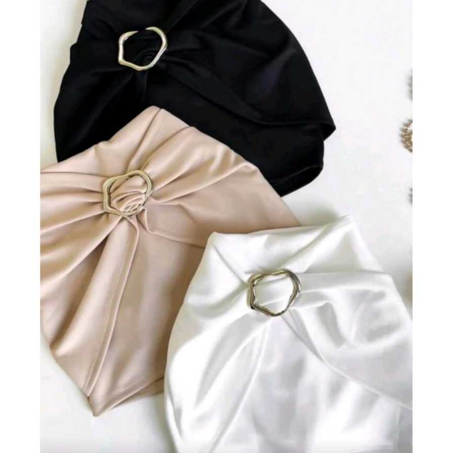 Short Saia Feminino Neoprene Fivela Dourada Cintur