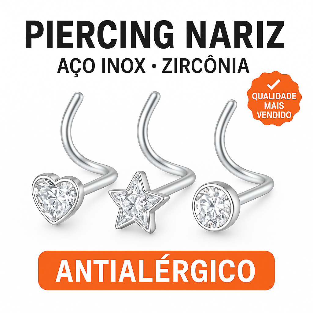 Piercing Nariz Nostril Aço Inox Zircônia Estrela