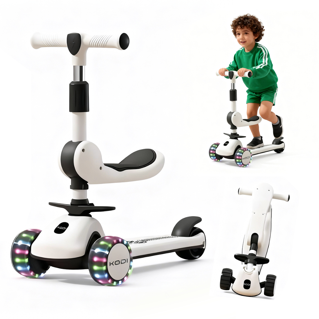 Patinete Musical Infantil com Luz LED e Assento Re