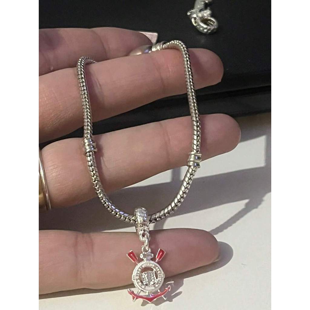 Berloque Corinthians banhado em prata 925