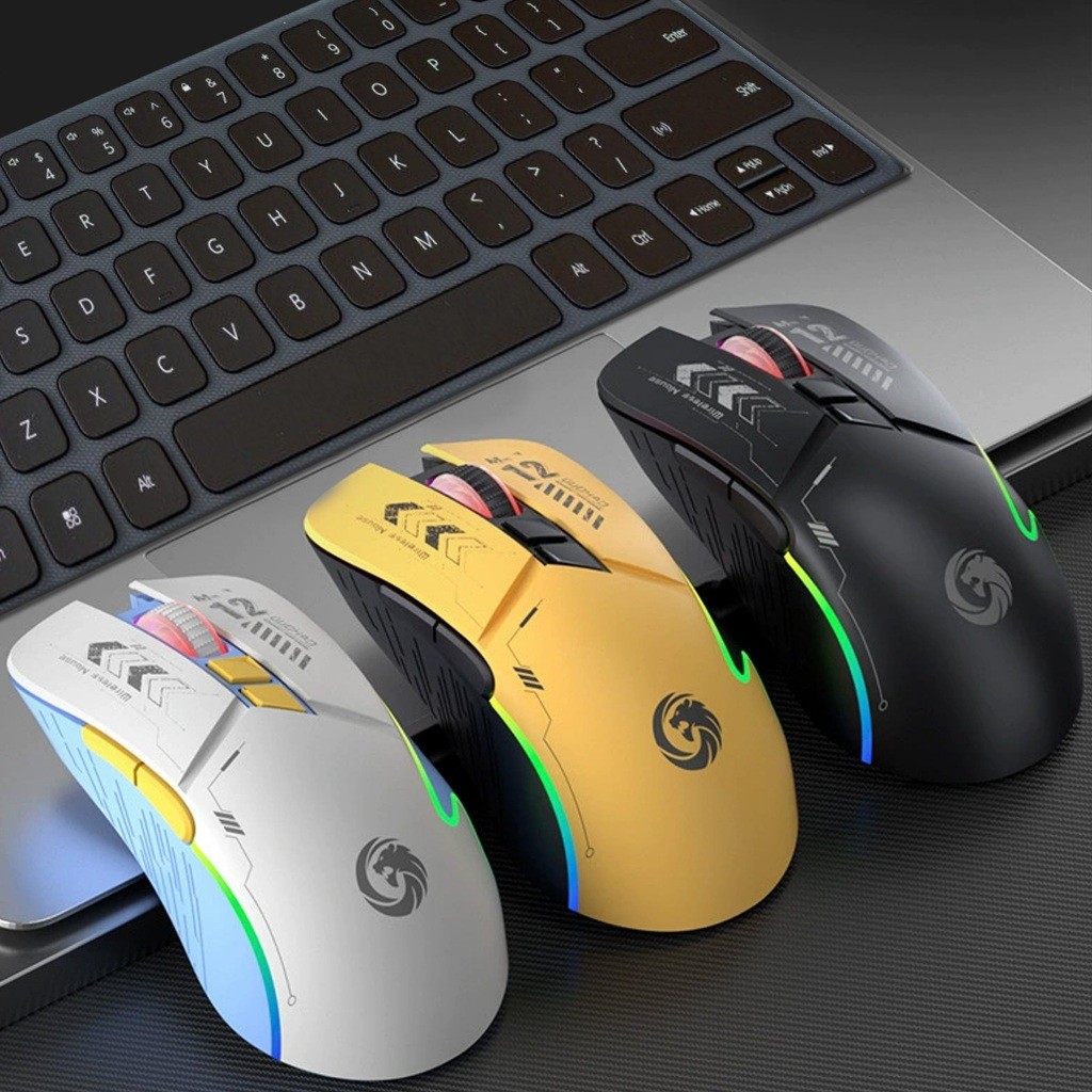 Mouse Sem Fio Recarregável Bluetooth com LED RGB,