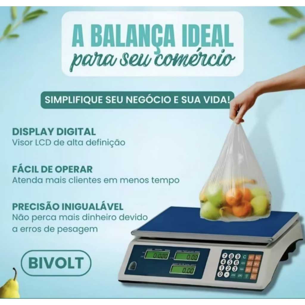 Balança Digital 40kg Bivolt 110/220V eletrônica 
