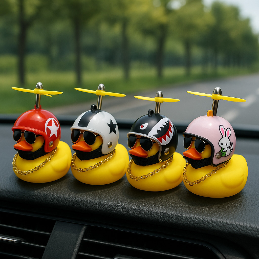 Pato De Borracha Com Pingente com Capacete Acessó