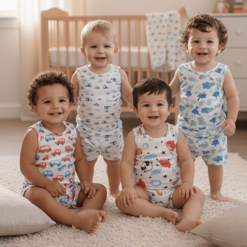 Kit Body Regata de Bebe + Short Canelado Estampado