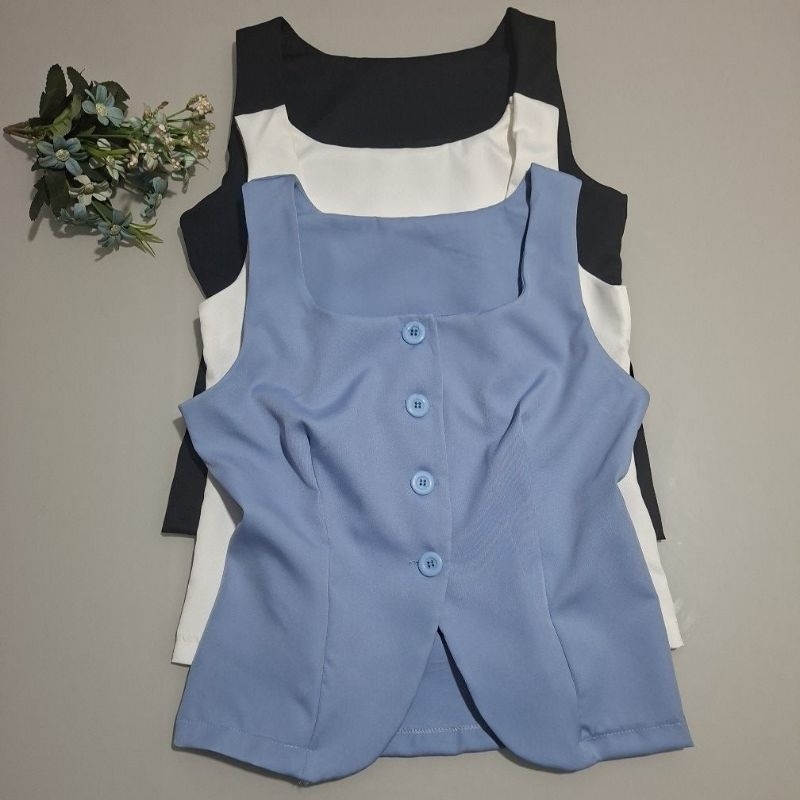 Colete Alfaiataria Feminino Alça Larga Moda Luxo