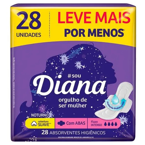 Absorvente Diana Noturno c/ Abas Cobertura Suave 2