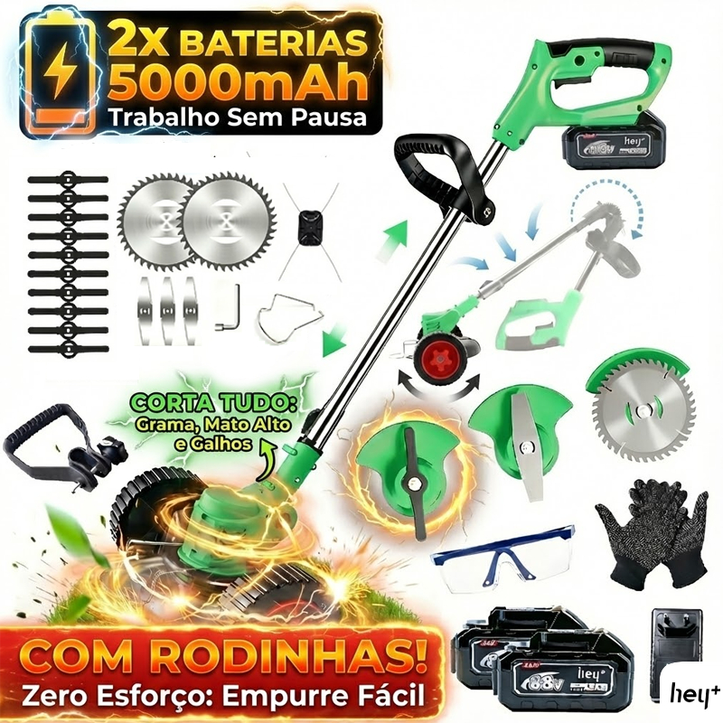 Aparador De Grama Elétrico Heyplus 48V Com 2 Bate