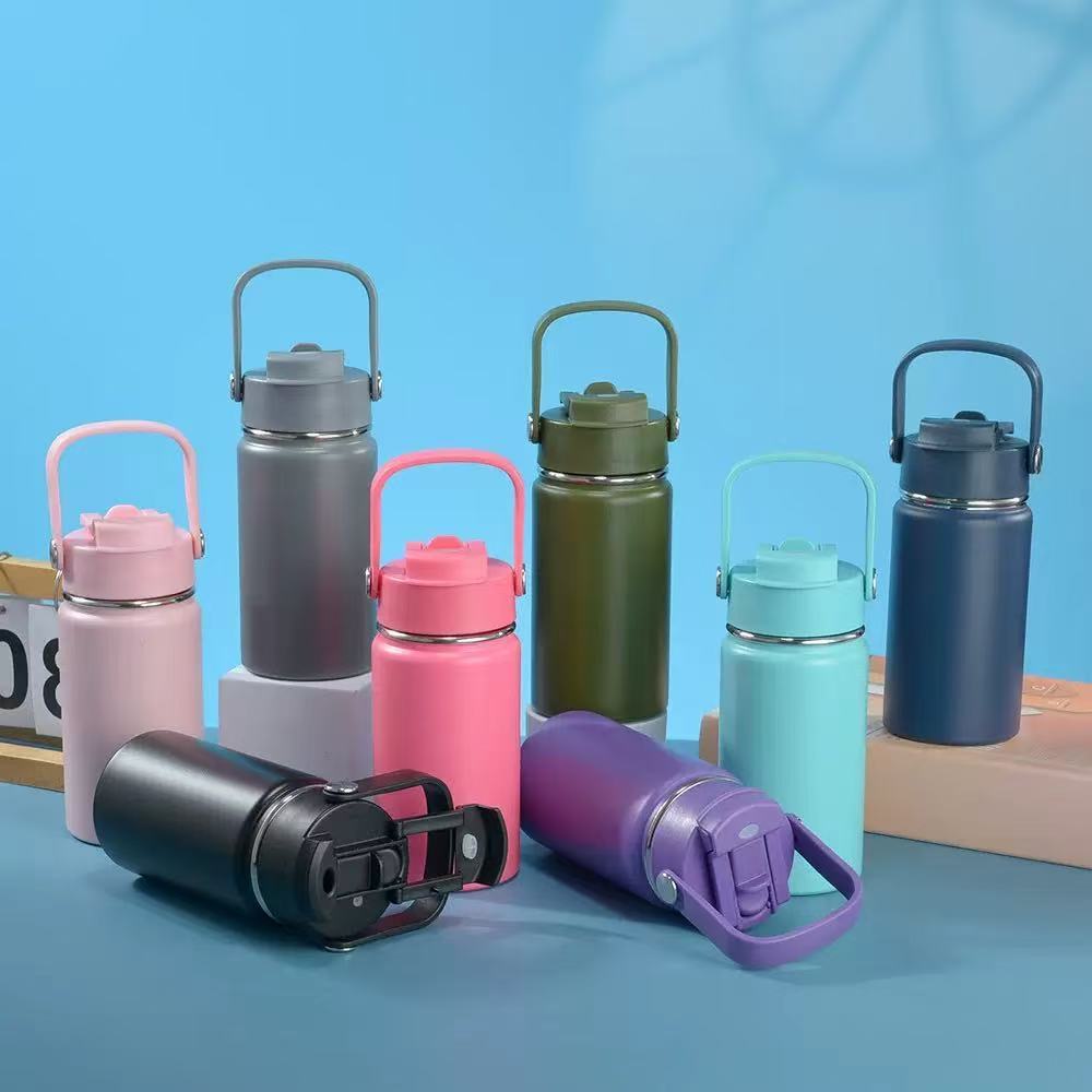 Garrafa térmica inox 350ml, bico duplo com capa p