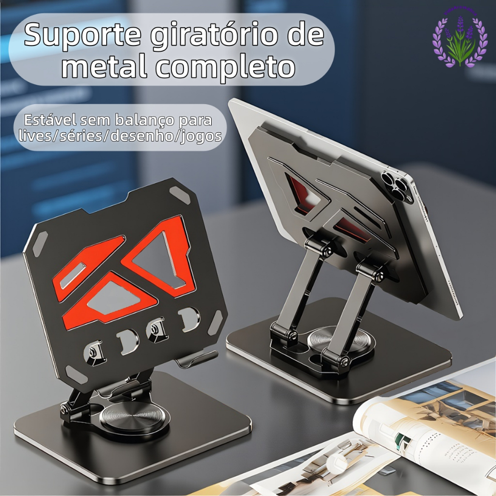Suporte de Mesa para Tablet 360° em Aço Carbono 