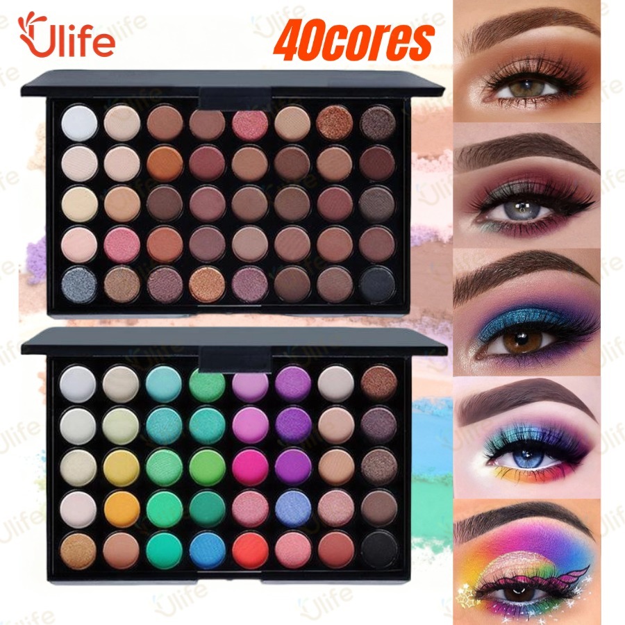 Paleta de Sombras com 40 Cores – Acabamento 