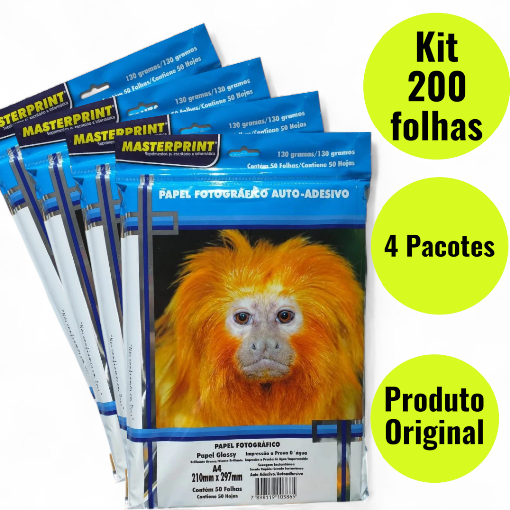 Papel Fotográfico Adesivo 130G Glossy A4 MASTERPR