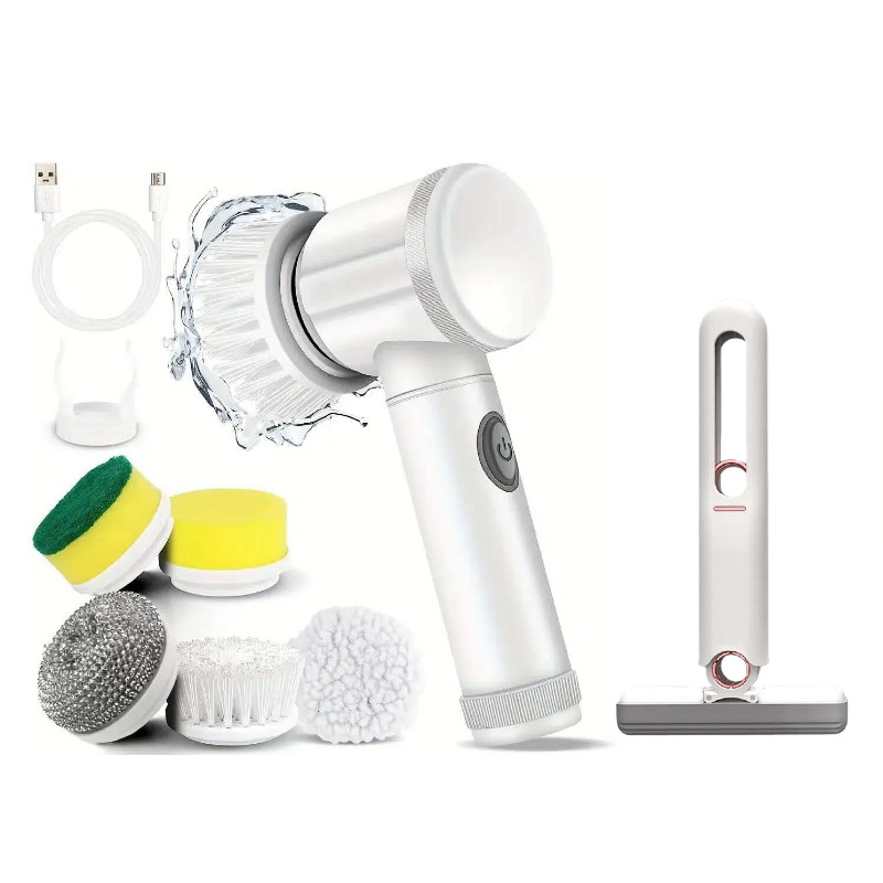 Mini Mop Branco+Escova Elétrica 5em1 Multifuncion