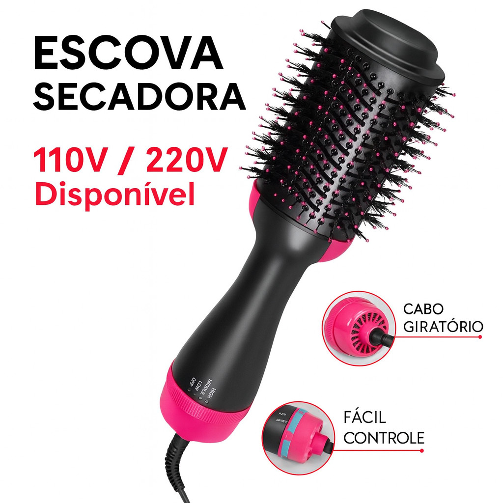 Escova Secadora de Cabelo 4 em 1 110V/220V  Alisad
