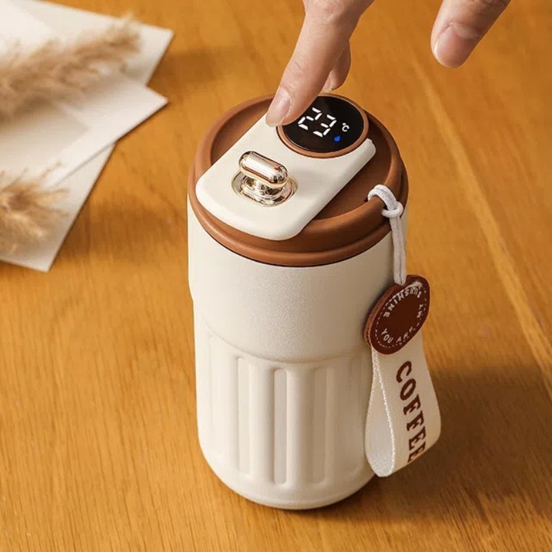 Copo Térmico Cafe Inox Portátil com tampa,420ml,