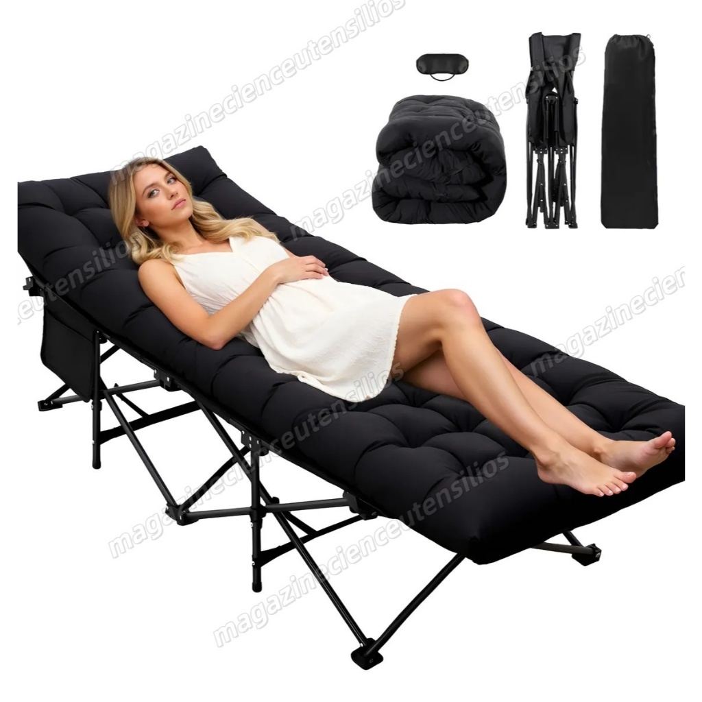 Cama de acampamento dobrável portátil, com colch
