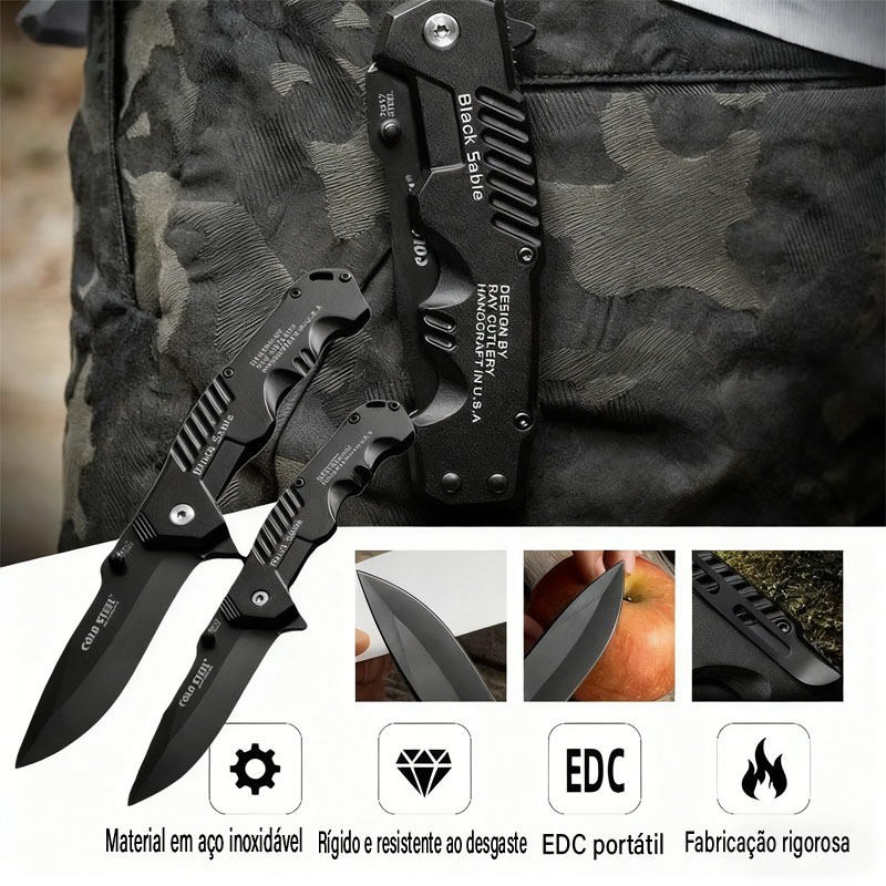 Canivete de Bolsa Aço Preto Faca de cozinha para 