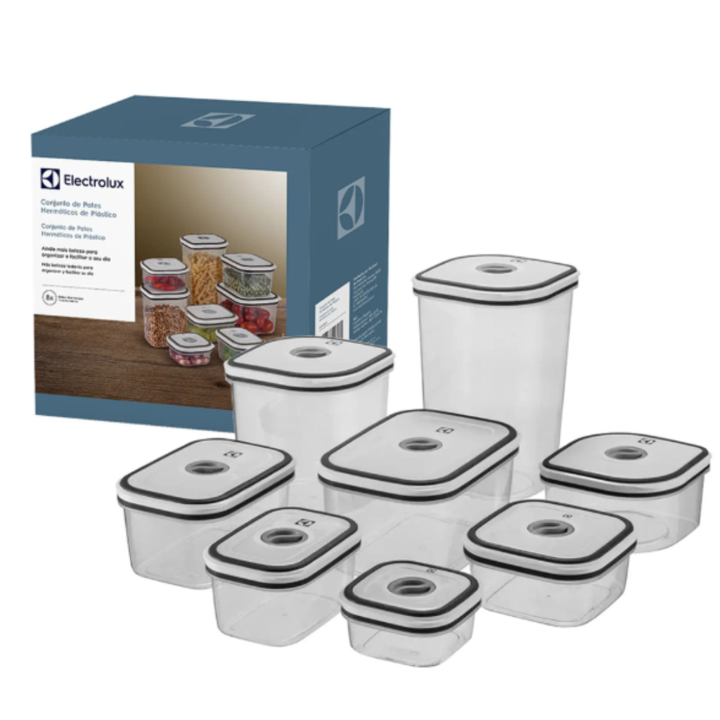 Conjunto com 10 potes herméticos Electrolux, tamp