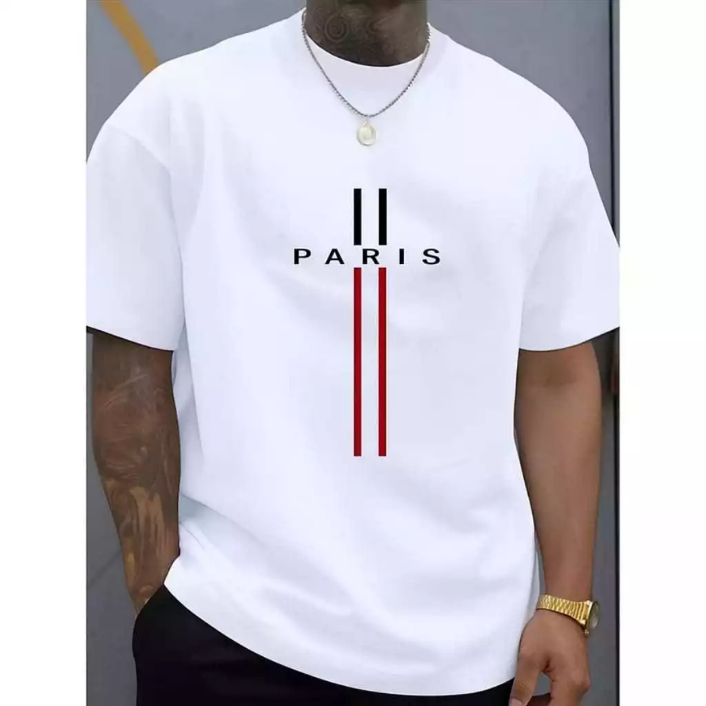 Camiseta Masculina Estampa Paris Vertical, camiset