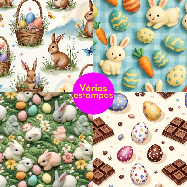 Tricoline Páscoa 100% Algodão – 50cm x 1,5