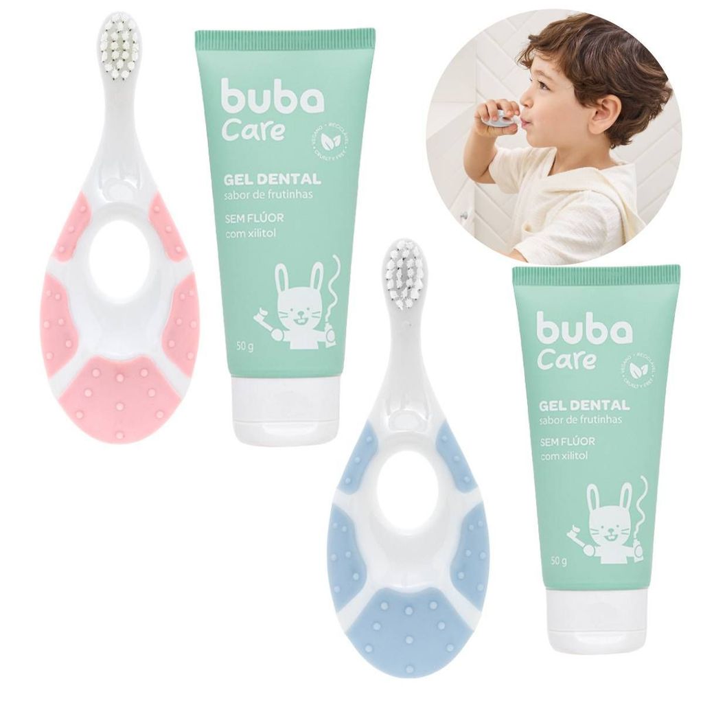 Pasta Dente Gel Dental Sem Fluor Bebe + Escova Den