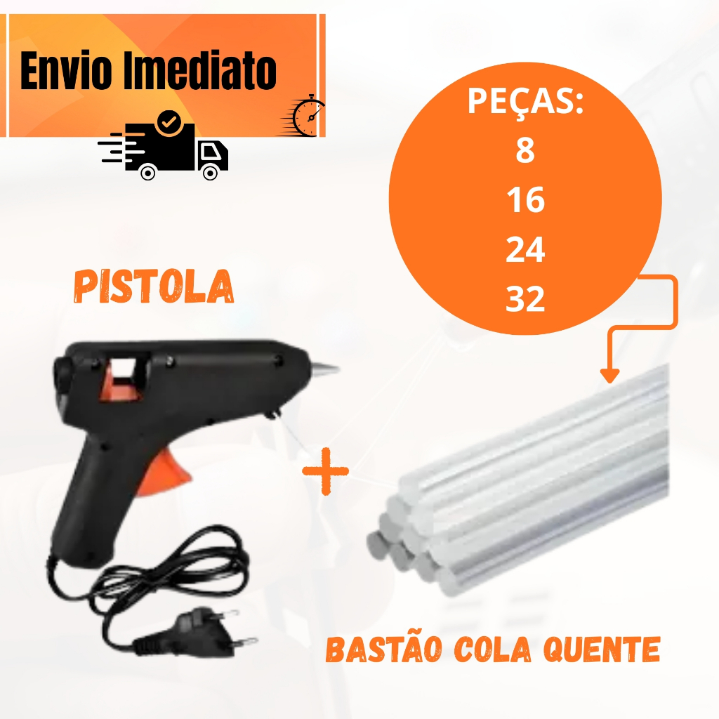 Kit Pistola Cola Quente Pequena Bivolt 10W + 32, 2