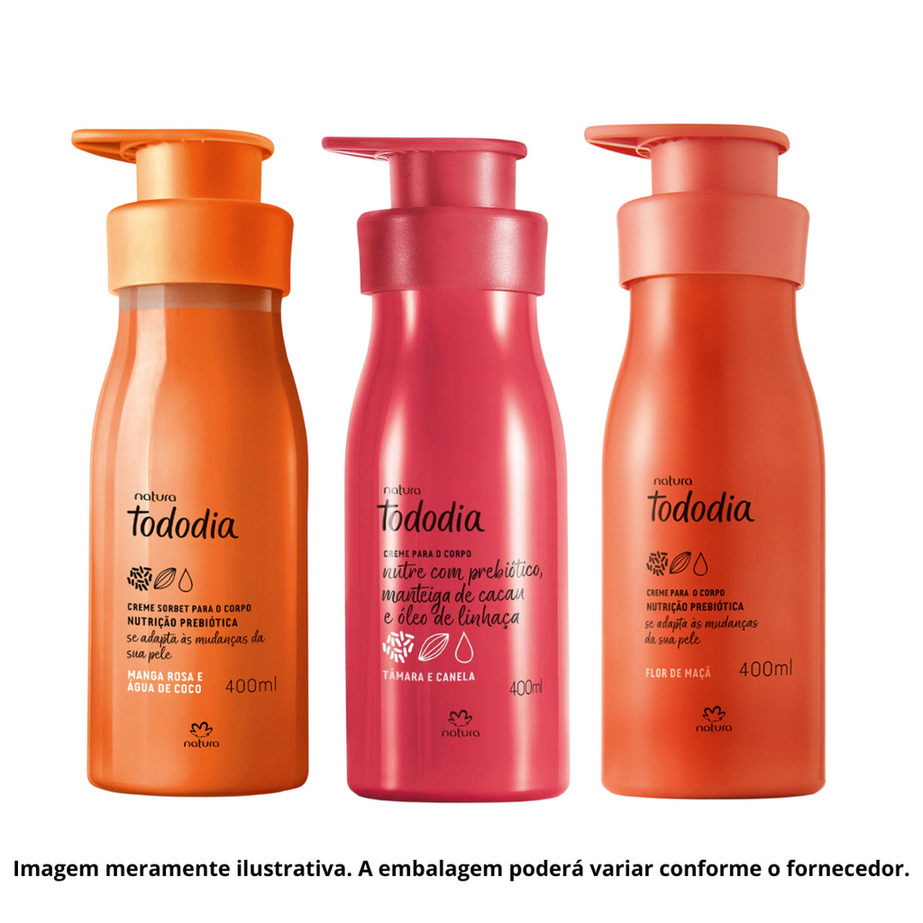 Kit com 3 Cremes Hidratantes Natura Tododia 400ml