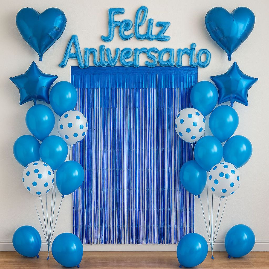 Kit Balão Metalizado Cortina Bexiga Feliz Anivers