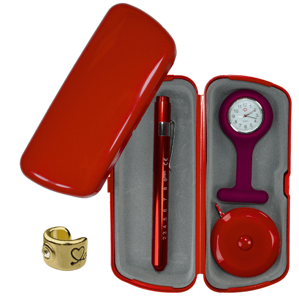 Relogio Lapela Estojo Lanterna Fita Metrica Saude 