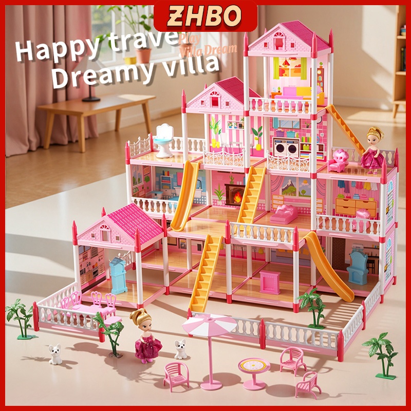 Conjunto de casa de bonecas DIY com luzes LED Brin