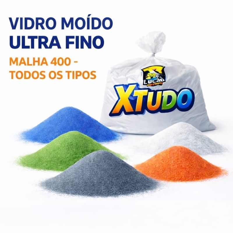VIDRO MOÍDO ULTRA FINOMALHA 400  TODOS OS TIPOS