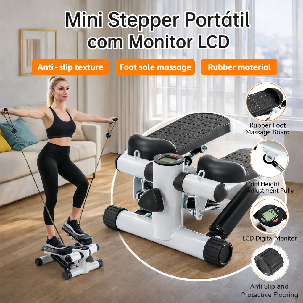 Mini Stepper Portátil com Monitor LCD – Sim