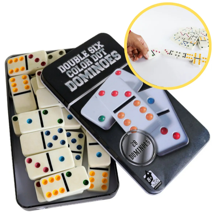 Jogo De Dominó Caixa De Metal Com 28 Peças 10mm