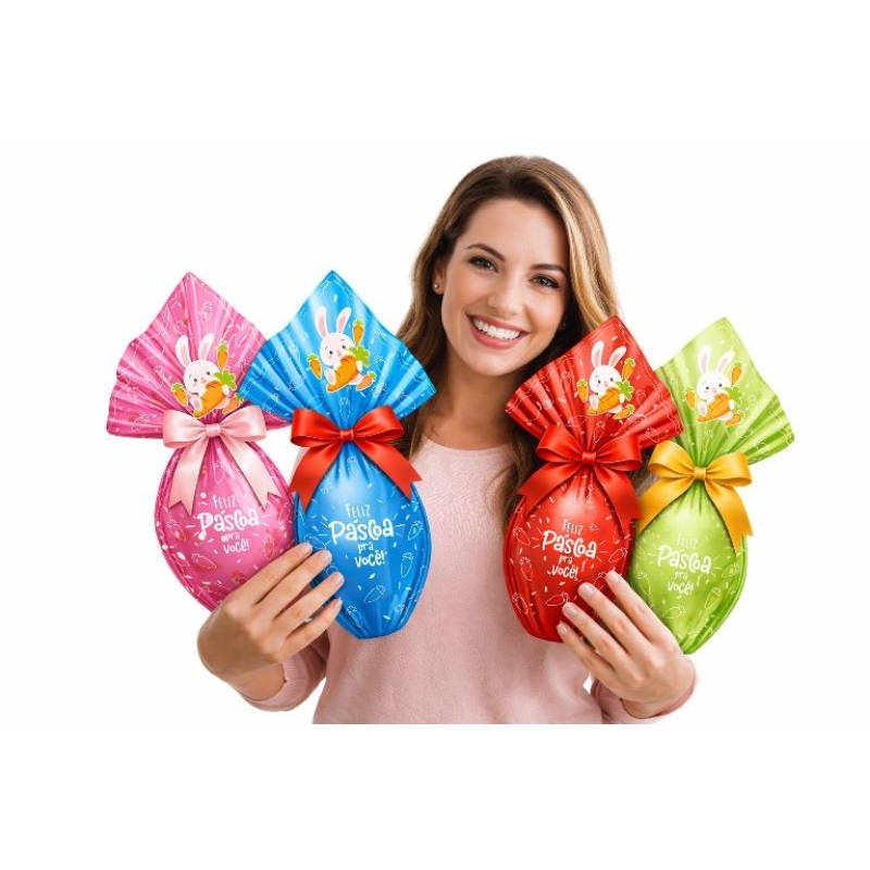 25 sacos metalizado para ovos de Páscoa de 100g a